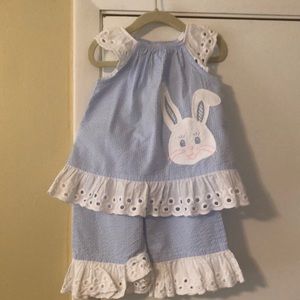 Matching seersucker bunny set
